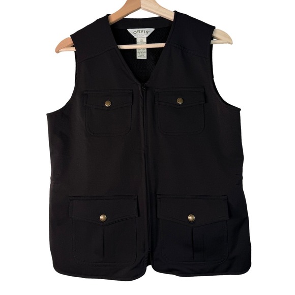 Orvis Jackets & Blazers - Orvis‎ Womens Black Utility Technical Vest Zip Front Pockets Size XS